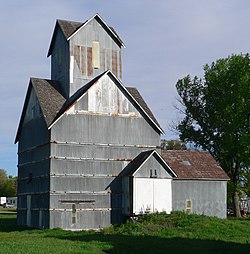 Historic grain elevator in Ithaca. Built ca. 1890, it is listed in the National Register of Historic Places.