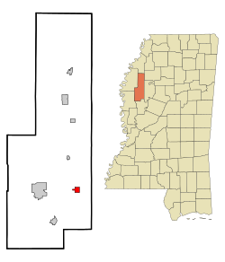 Location of Moorhead, Mississippi