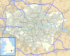 Mapa konturowa Wielkiego Londynu, w centrum znajduje się punkt z opisem „Chelsea”