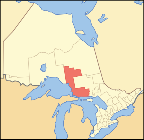 Алґома округ на провінційній мапі Онтаріо.