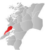 Mapa do condado de Trøndelag com Verran em destaque.
