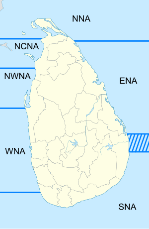 The Naval Areas of Operations. Note that the Southern and Eastern areas overlap (stripes).