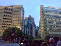 Street view of UB City and surroundings. UB City is the biggest commercial property project in Bangalore, India.