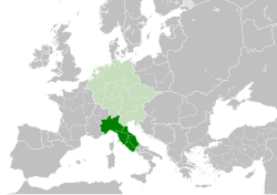 Kerajaan Italia dengan Romawi Suci di Eropa pada abad ke-11.