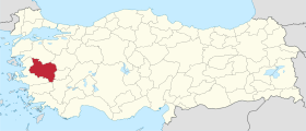 Pozicija provincije Manisa na karti Turske