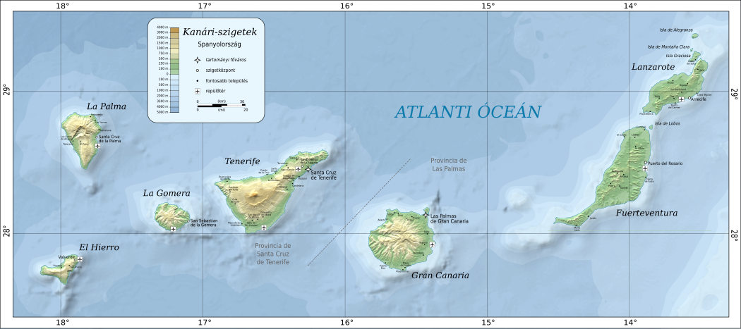 A Kanári-szigetek térképe