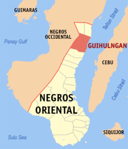 Mapa de Negros Oriental con Guihulngan resaltado