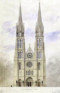 Načrt Viollet-le-Duca z dvema stolpoma, nikoli zgrajen