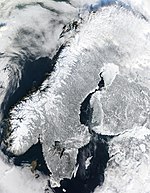 Satellitenbild Skandinavien im Winter