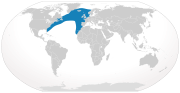 Aire de répartition de la Baleine franche de l'Atlantique Nord