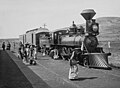 Image 29Mexican Central Railway train at station, Mexico (from History of Mexico)