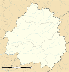 Mapa konturowa Dordogne, blisko centrum po lewej na dole znajduje się punkt z opisem „Issac”