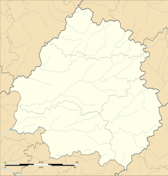 Mapa konturowa Dordogne, po prawej nieco na dole znajduje się punkt z opisem „Thonac”