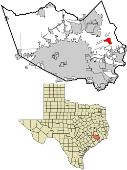 Location in Harris County and the state of Texas