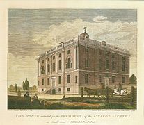 Casa destinata al presidente, Filadelfia, Pennsylvania (1790). Costruito per essere il palazzo presidenziale permanente, non è stato utilizzato da nessun presidente.