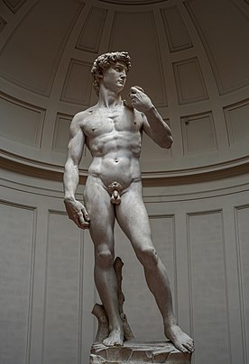 David (1501-1504) Galleria dell'Accademia, Firenze 5,17 m eo uhelder an delwenn varmor gwenn-se