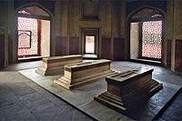 Cenotaphs of Hamida Banu Begum, Dara Shikoh etc. in a side room
