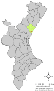 Localização do município de La Llosa na Comunidade Valenciana