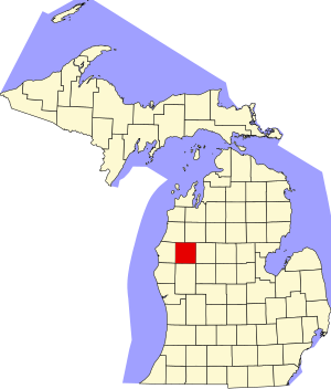 Map of Michigan highlighting Lake County