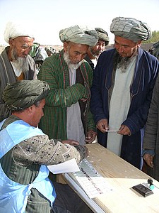 Men wearing Uzbek chapan and turban, 2004