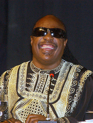 Stevie Wonder at a conference in Salvador, Brazil in July 2006