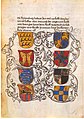Wappen der Ahnen von Eberhard I., darunter das Wappen der Visconti