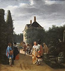 'Game of Skittles', bản sao bức tranh của Pieter de Hooch năm 1660-68 trong Bảo tàng Nghệ thuật Saint Louis
