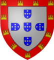 Het wapen van Portugal; een brede schildzoom bezaaid met kastelen.