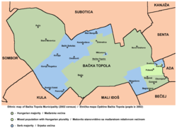 Map of the Bačka Topola municipality showing the location of Pačir