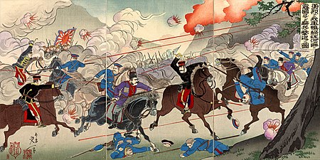 Японский военный лубок, Есай, Нобуказу «Бой на реке Ялу».