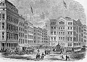 Newspaper Row, New York City; the Sun on the left