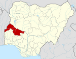 Map of Nigeria highlighting Kwara