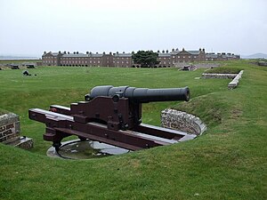 The sole surviving example of a MK1 RML 64 pounder 64 cwt gun is housed at the fort