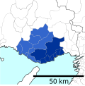 A map of Kobe metropolitan employment area as of 2015