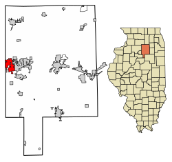 Location of Peru in LaSalle County, Illinois.