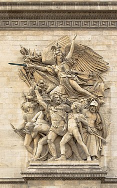 Le Départ des volontaires de 1792, aussi nommé La Marseillaise, par François Rude, Arc de triomphe de l'Étoile, Paris.