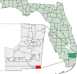 Location of Hallandale Beach, in Broward County, Florida