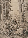 Магомет и монах Сергий. 1508. Резцовая гравюра на меди