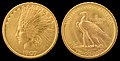 1907 Indian Head Eagle (no motto) (1907–08) Augustus Saint-Gaudens