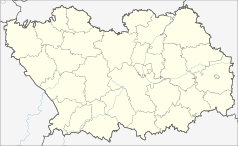 Mapa konturowa obwodu penzeńskiego, w centrum znajduje się punkt z opisem „Penza”