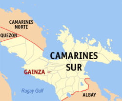 Mapa de Camarines Sur con Gainza resaltado