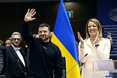 ウクライナのウォロディミル・ゼレンスキー大統領と（2023年2月9日）