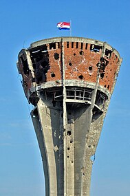 Ruines du château d'eau de Vukovar en Croatie.