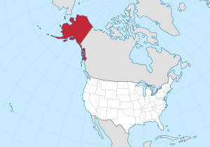 संयुक्त राज्य के नक्शे पर अलास्का