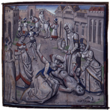 Mort d'Andronic Ier d'abord monté sur une ânesse puis livré aux femmes.
