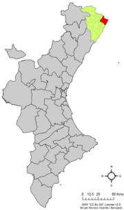 Localização do município de Vinaròs na Comunidade Valenciana