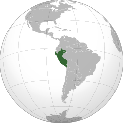 Vị trí của Peru (xanh) trên thế giới.