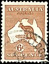 6d "kangaroo & map", used at Woolloongabba, Queensland