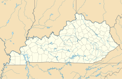 Mapa konturowa Kentucky, po lewej nieco na dole znajduje się punkt z opisem „miejsce zdarzenia”