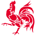 Coq hardi rouge figurant sur les armoiries et le drapeau de la Wallonie. Il peut être utilisé isolément pour représenter la Wallonie en application de l'article 2 du décret du 23 juillet 1998.